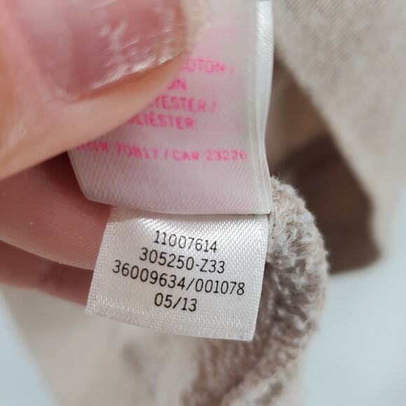 VS Pink Y2K Athletic Oversized Logo Jeweled Long Sleeve Sweatshirt Oatmeal Tan S - Picture 6 of 9